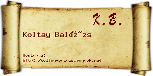 Koltay Balázs névjegykártya